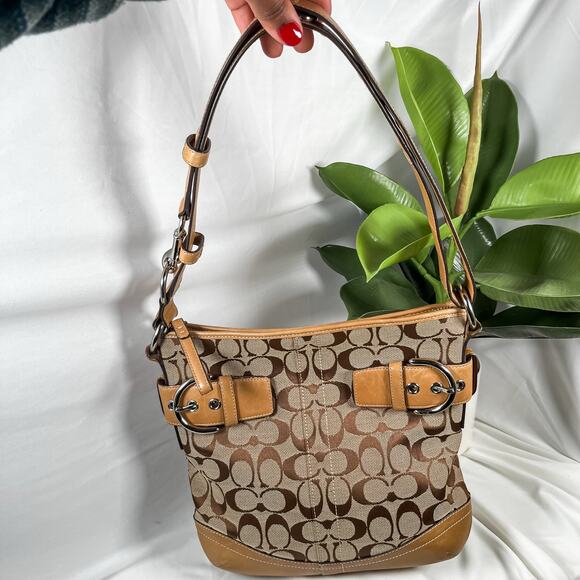 COACH 3574 Y2K VINTAGE Soho Shoulder Bag Double Buckle Tan Leather - Picture 2 of 11